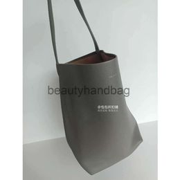 The Row TR Neutral Bucket Bag Small Bag Grey Cowhide Litchi Pattern Tote One Shoulder Bag Small Light Luxury Tote Bag Bag