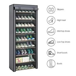1086Layers Shoe Cabinet Dustproof Fabric Organiser Stand Holder Hallway Saving Space Shelf Home Furniture Storage Rack 240418