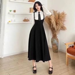 Clothing Sets Preppy Style Black Long Dress Suit Students Girls Sleeved Shirt White Tie Women's Japanese Uniform Suspended Autumn