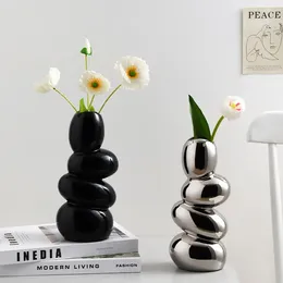 Vases Creative Light Luxury Abstract Egg Pebble Vase Decoration Living Room Desktop Home Art