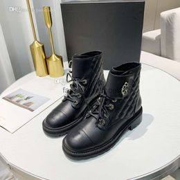 Channeles CF Designer Quality Ankle Boots Leather High Lace up Boot Fashion Women Winter Booties Sexy Warm Shoes dhdfg