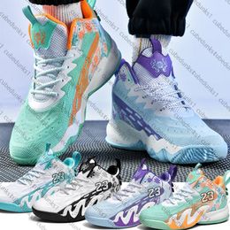 23 Basketball Shoes Mens Designer Mesh Breathable Sneakers Student High Top Combat Boots Mandarin Duck Dual Color Sports Shoes Outdoor Sports Training Shoes 35-45