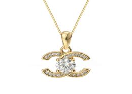 Selling Necklace CZ 925 Sterling Sier Gold Plated Zircon Letter Pendant for Women1006999