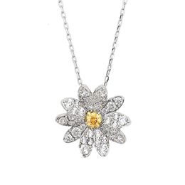 neckless for woman Swarovskis Jewellery Pair of Floral Charm Daisy Sunflower Necklace Female Swallow Element Clavicle Chain