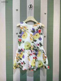 New girls skirt summer Flower printing Princess dress Size 100-150 CM kids designer clothes Sleeveless baby partydress 24April
