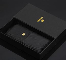 good quality black color leather humidor can hold 3 cigar with black color gift box1212174