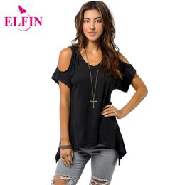 Shoulder Top Women Open Cold-Shoulder V-Neck Short Sleeve Irregular Hem Cut Out Tunic Top Off Shoulder T-shirt Tees LJ1270R 269n