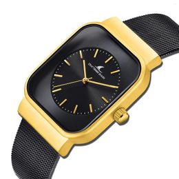 Wristwatches Japan Quartz Movement Black Dial Roman Square Watches Case Stanless Steel Fashion Wristwatch Ladies Rose Gold For Women