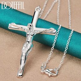 Collane a ciondolo doteffil argento jesus croce collana a sospensione 18/09/20/22/24/26/26/30/30 pollici Charm Wedding Gioielli di gioielleria Q240430