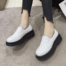 Casual Shoes Women Vulcanised Anti Slip Thick Sole Versatile Leather Fashion Sneakers Sizes 35-43