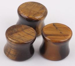 F51 40pcslot Mix 510 Size tiger eye039s Stone Flesh Tunnels Ear plug Piercing Plugs7582914