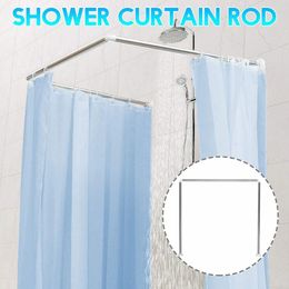 Stainless Steel Aluminium Alloy L U Shape Adjustable Bathroom Shower Curtain Rods Curved Rail Rod Bathroom Bar Up to 20KG Bearing T200601 1902
