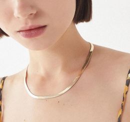 Luxury Designer Titanium Steel Flat Snake Chain Choker Necklace for Women Girls European USA selling Gold and Steel Color6830971