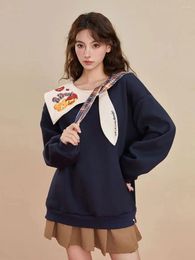 Women's Hoodies Cute Print Tops Women Loose Harajuku Long Sleeve O Neck Hoddies Preppy All Match Sweatshirts