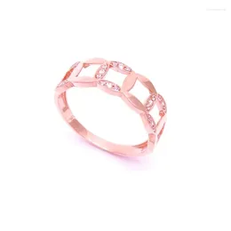 Cluster Rings 585 Purple Gold 14K Rose Copper Coin Ring For Women Opening Chinese Style Charm Jewellery Mother Gift