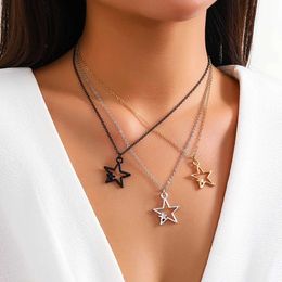 Pendant Necklaces 3 colors each set of simple chains with star pendant necklace suitable for women fashionable jewelry on the 2024 fashion Q240430