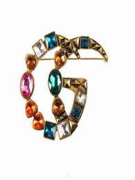 Whole Letters Brooches Retro Colorful Crystal Corsage Geometry Cubic Gemstone Brooch Pin Lapel Pins For Women Suit Accessories8173994