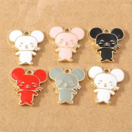 Charms 10pcs/lot Cute Enamel Mouse For Jewellery Making Animal Pendants DIY Necklaces Earrings Handmade Bracelet Craft Supplies