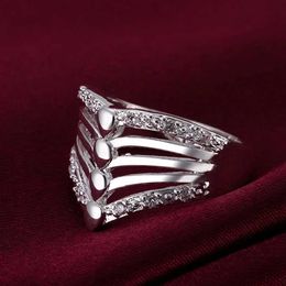 Cluster Rings 925 sterling Silver Ring Fashion retro For WOMEN lady pretty nice elegant charm inlaid stone Jewellery free shipping H240504
