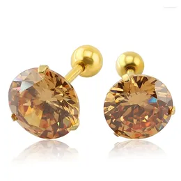 Stud Earrings Rhinestone Crystal Four Prong Set Clear CZ 16G Ear Piercing Stainless Steel Women Pendient