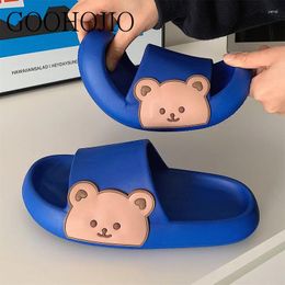 Slippers Summer Unisex Cartoon Bear Lovely Slides Men Flip Flops Beach Shoes Women Sandals Wear-resistant Soft Outdoor Non-slip