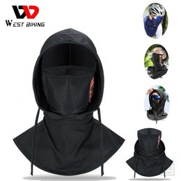 WEST BIKING Summer Full Face UV Protection Motorcycle Cycling Hood Ice Silk Balaclava Mask Hiking Fishing Hat Cooling Sport Gear 240504