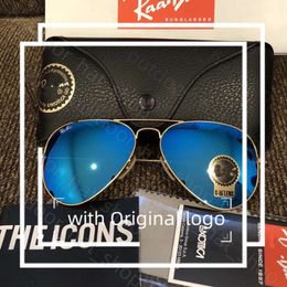 Ray Sunglasses For Men And Women Designer 3025 Glasses Luxury Black Frame Metal 58Mm Polarized Uv400 Glass Lens Pilot Sunglasses High Quality Version 242