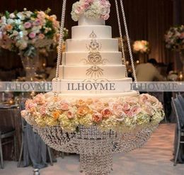 Diameter 40CM 45CM 60CM Luxury Hanging Cake Rack Wedding Cake Stand Transparent Crystal Beads Acrylic Main Table Decoration246l1551488