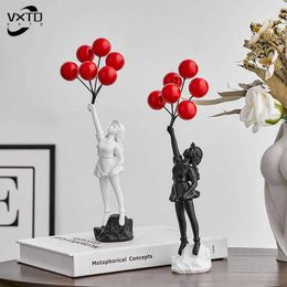 Decorative Objects Figurines Banksy Street Art Balloon Girl Graffiti Statue Collectible Sculpture Decorative Figurines Home Office Desk Decorations Gifts T2405