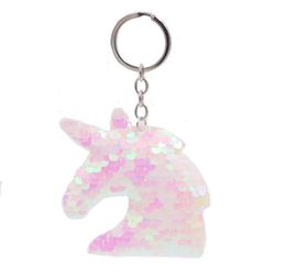 Cute Unicorn Keychain Glitter Pompom Sequins Key Ring Gifts For Guest Women Wedding Souvenir Car Bag Accessories Key Chain3175138