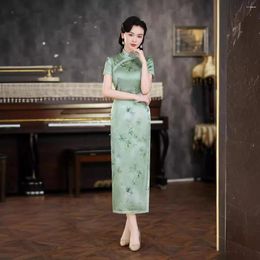 Ethnic Clothing High Quality Real Silk Qipao Cheongsam Top Skirt Sexy Elegant Evening Dress Slim Fit Special-Interest Design Women