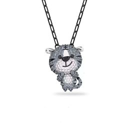 neckless for woman Swarovskis Jewelry Matching Version Cool Tiger Long Necklace for Men and Women Swarovski Element Crystal Collarbone Chain