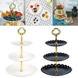 Plates 3 Tier Cake Stand European Pastry Cupcake Fruit Plate Retro Tray Holder Plastic Dessert Wedding Party Home Decor
