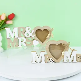 Party Decoration Wedding Wooden Mr & Mrs Love Heart Po Frame Ornaments For Valentine's Day Gift Home Table Decorations