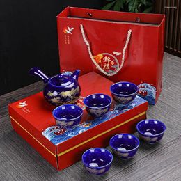 Teaware Sets Kiln Change Ceramic Chinese Traditional Tea Making Tools (One Pot Four Cups) Office Hospitality Brewer Gift