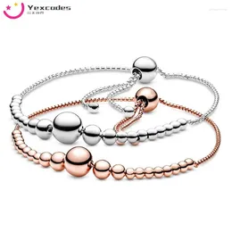 Link Bracelets Yexcodes Copper Plated Silver Beaded Design Charm Bracelet Energy Fashion Women Jewellery Adjustable Size