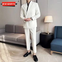 Men's Suits Autumn 2-piece Set (suit Pants) British Fashion Slim Fit Casual Business Suit Wedding Groom Formal Party Ball Tailcoat