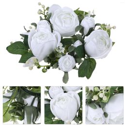 Decorative Flowers Garland European Simulated Rose Garlandtick Valentine's Day Table Party Decoration (white) Wreaths Dining Wedding