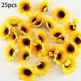 Decorative Flowers 25pcs Artificial Sunflower Fake Silk Bouquets 7cm Wedding Party Home Office Decor Crafts