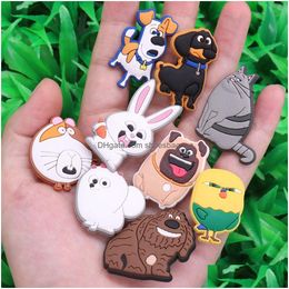 Jewellery Moq 20Pcs Pvc Cartoon Dog Rabbit Chicken Cat Shoe Decoration Charm Buckle Accessories Clog Pins Buttons Decorations For Bands Dhlxc