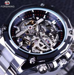 Forsining Mechanical Steampunk Design Fashion Business Dress Men Watch Top Brand Luxury Stainless Steel Automatic Skeleton Watch215441032