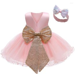 Girl Dresses 2024 Spring Tulle Gown Kids Baby Print Mesh Sleeveless Bow Dress Headwear Christmas Carnival Children Princess Vestido