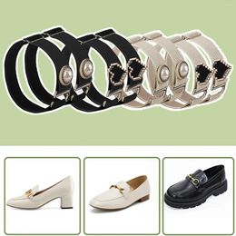 Shoe Parts 1 Pair Elastic Anti-Slip Shoes Straps Pearl Heart Decor Lazy Shoelace Female Women Shoelaces Strings Ankle