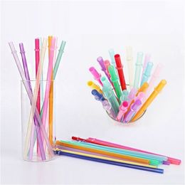 Solid color Reusable Drinking Straws Hard Plastic Straight Straw Candy Color Fruit Juice Drinks-Straw T9I002633