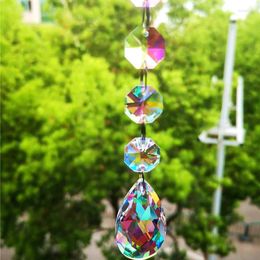 Decorative Figurines Top Quality Crystal AB Colour Chandelier Pendant Nice Glass Stone Multicolor DIY Hanging Ornament For Christmas Tree