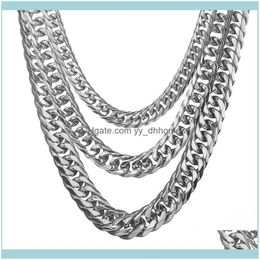 Chains Necklaces Pendants Jewelrychains 13 16 19Mm White Gold Tone Stainless Steel Chain Curb Cuban Link Mens Necklace Male X Party Jew 189V