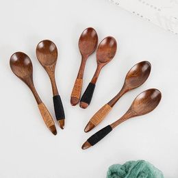 Spoons Small Wooden Spoon Children Soup Natural Wood Japanese Honey Sugar Salt Seasoning Dessert Tea Coffee Scoop