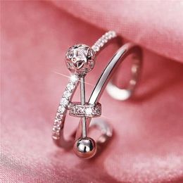 Wedding Rings Fashion Design Female Finger Adjustable Heart/Star Opening Bridal Accessories Luxury Women Jewelry