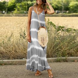 Basic Casual Dresses Summer camisole dress new print striped oversized long dress loose fitting womens dress T240505