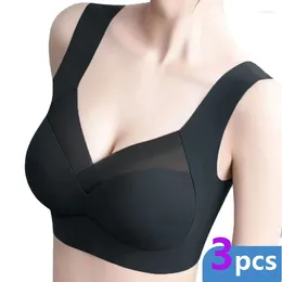 Bras 3PCS Seamless Bra Plus Size Backless Push Up Women Wireless Bralette Woman Underwear Sports Unwired Without Frame